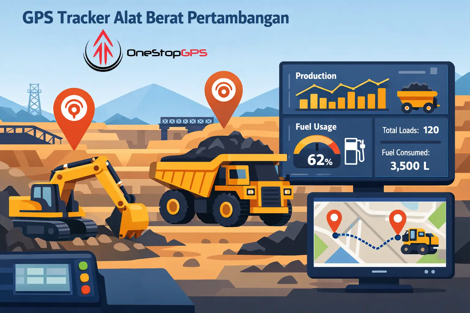 gps tracker alat pertambangan untuk pantau produksi dan penggunaan bbm